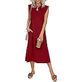 ANRABESS Womens Summer Casual Midi Dress Sleeveless Crewneck Loose Split Wrinkle-Free Beach Travel Vacation Long Sundress