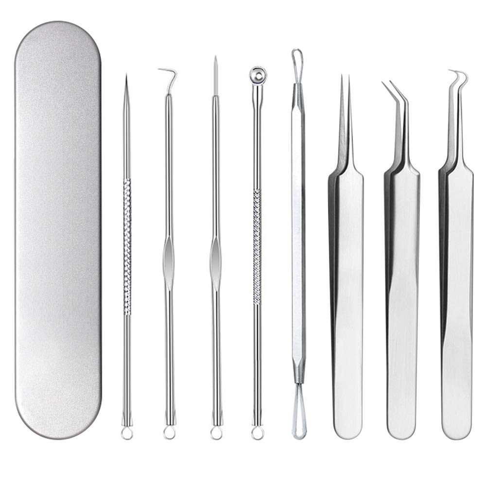 Blackhead Acne Remover Kit - 8 PCS, Professional Stainless Steel Risk-Free Blackhead Extractor Tool Kit, Treatment Of Blackheads, Acne, Pimple and Other Facial Defect