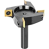 SpeTool CNC Spoilboard Surfacing Router Bit 1/2" Shank 2-1/2" Cutting Diameter,4 Wing Carbide Insert Slab Flatting Router Pla