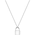 MEVECCO Gold Dainty Initial Necklace Lock Necklace 18K Gold Plated Padlock Necklace Letter Necklaces for Women Minimalist Personalized Jewelry