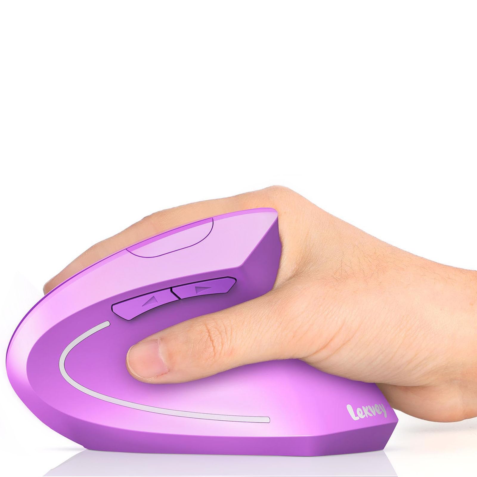 Photo 1 of Lekvey Ergonomic Mouse, Wireless Vertical Mouse Rechargeable 2.4 GHz Optical Carpal Tunnel Mice : 800/1200 / 1600 DPI, 6 Buttons, for Laptop, PC, Mac, Computer, Desktop, Notebook etc, Purple