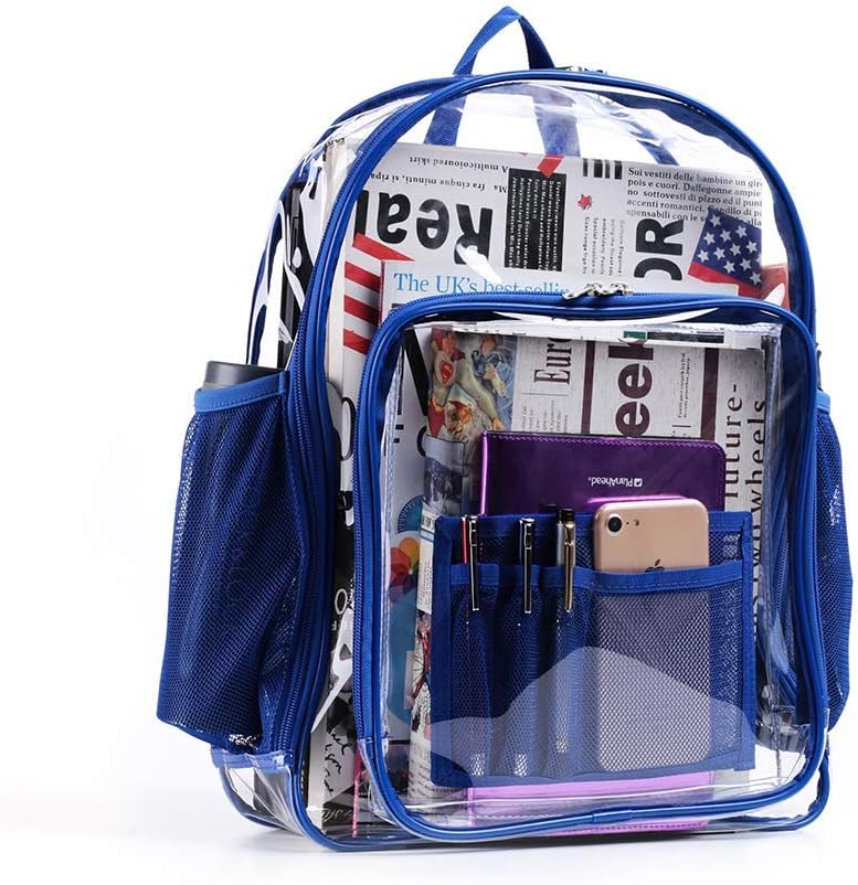 Clear Backpack Stadium Approved, Clear Backpack Small for Women, Waterproof and Lightweight Heavy Duty Transparent Backpack for Concert, Security Travel & Stadium,(Blue)