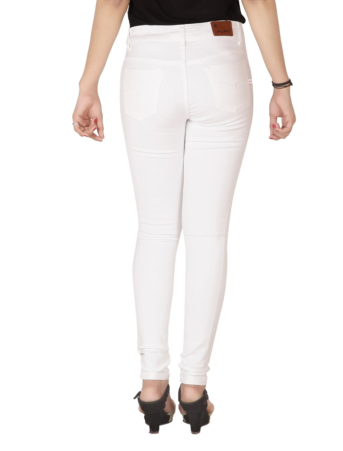 flirt nx women's denim stretchable white slim fit jeans
