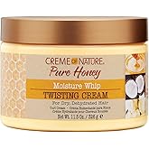 Creme Of Nature, Curl Cream for Curly Hair, Pure Honey Moisture Whip Twisting Cream for Dry Dehydrated Hair, 11.5 Fl Oz