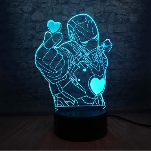 lampara de ilusion 3d milagro leyenda superheroe iron man love led lampara de mesa 7 color tactil control remoto decoracion del hogar adolescente