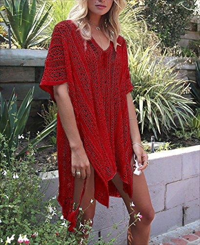 HARHAY Women's Summer Swimsuit Bikini Beach Swimwear Cover up Red