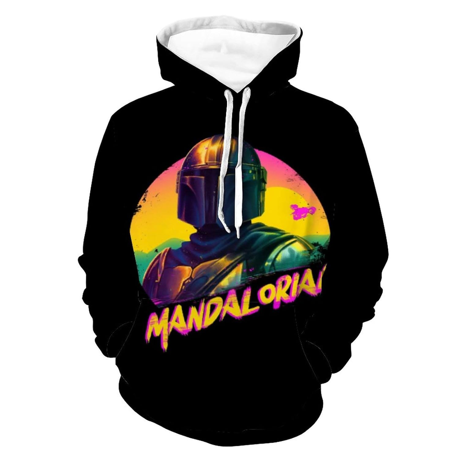 The Mandalorian Orange Hoodies Full Printing Sweatshirt for Man Pattern Loose Novelty with Big 