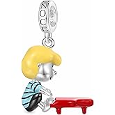 GNOCE Peanuts Snoopy Pendant Dangle Charm for Women, S925 Sterling Silver Dangle Charms for Women Wife, Valentine‘s Day, Mother’s Day Jewelry (Schroeder Piano)