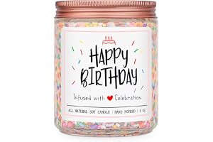 Homsolver Happy Birthday Gifts for Women Unique, Vanilla Cream Scent with Sprinkles Candy Birthday Candles for Her, Handmade Aromatherapy Candle Decor