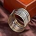Caperci Women's Set of 7 Tri-Color Silver/Gold/Rose Gold Stainless Steel Bracelet Bangle Set 8.4 Inch