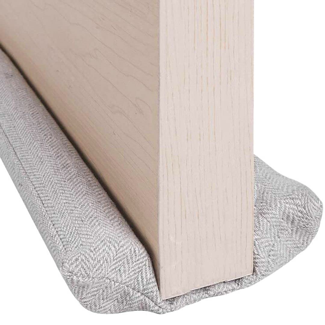 Lavish Home Décor Luxury Tweed Fabric Draught Excluder for Bottom of Door - Double Sided Interior Door Draft Stopper, Blocker, Guard, Seal - Grey and Brown (Grey)