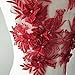 Beaded Flower Sequence lace Applique Motif Sewing Bridal Wedding 3in1 A5 3D (Burgundy)