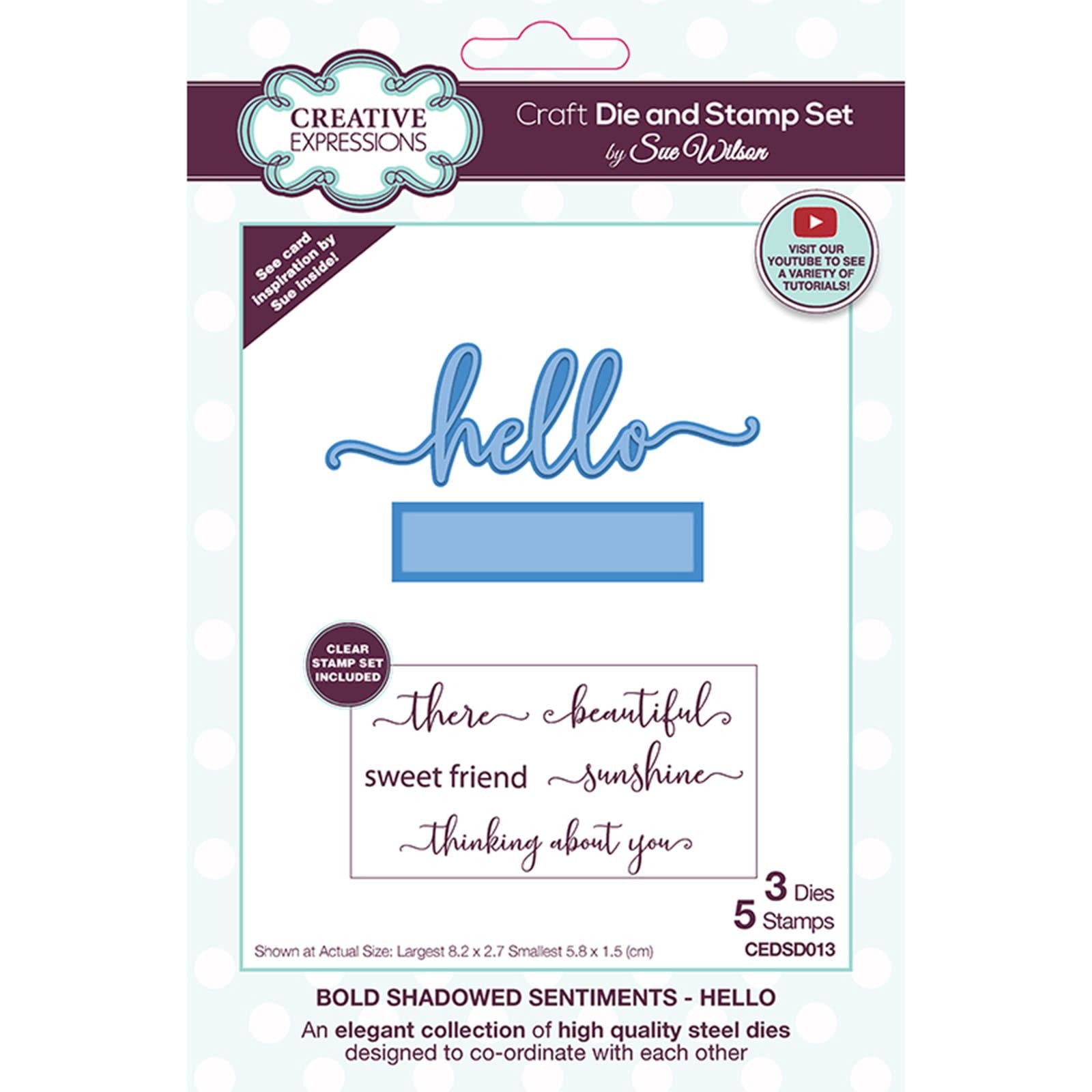 Sue Wilson - Bold Shadowed Sentiments - Because - Craft Die and Stamp Set