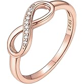 ChicSilver Personalized 925 Sterling Silver Ring Simple Infinity Knot Rings Custom Engraved Eternity Wedding Band Promise Rings Size 4-12
