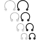 Lcolyoli 16G Septum Rings Surgical Steel Smiley Piercing Jewelry Nose Septum Rings Hoop Lip Piercing Jewelry for Women Men 6-12mm