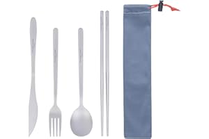 Boundless Voyage Titanium Cutlery Set Portable Camping Tableware Chopsticks Knife Fork Spoon Set for Home Travel (4 Pcs Set)
