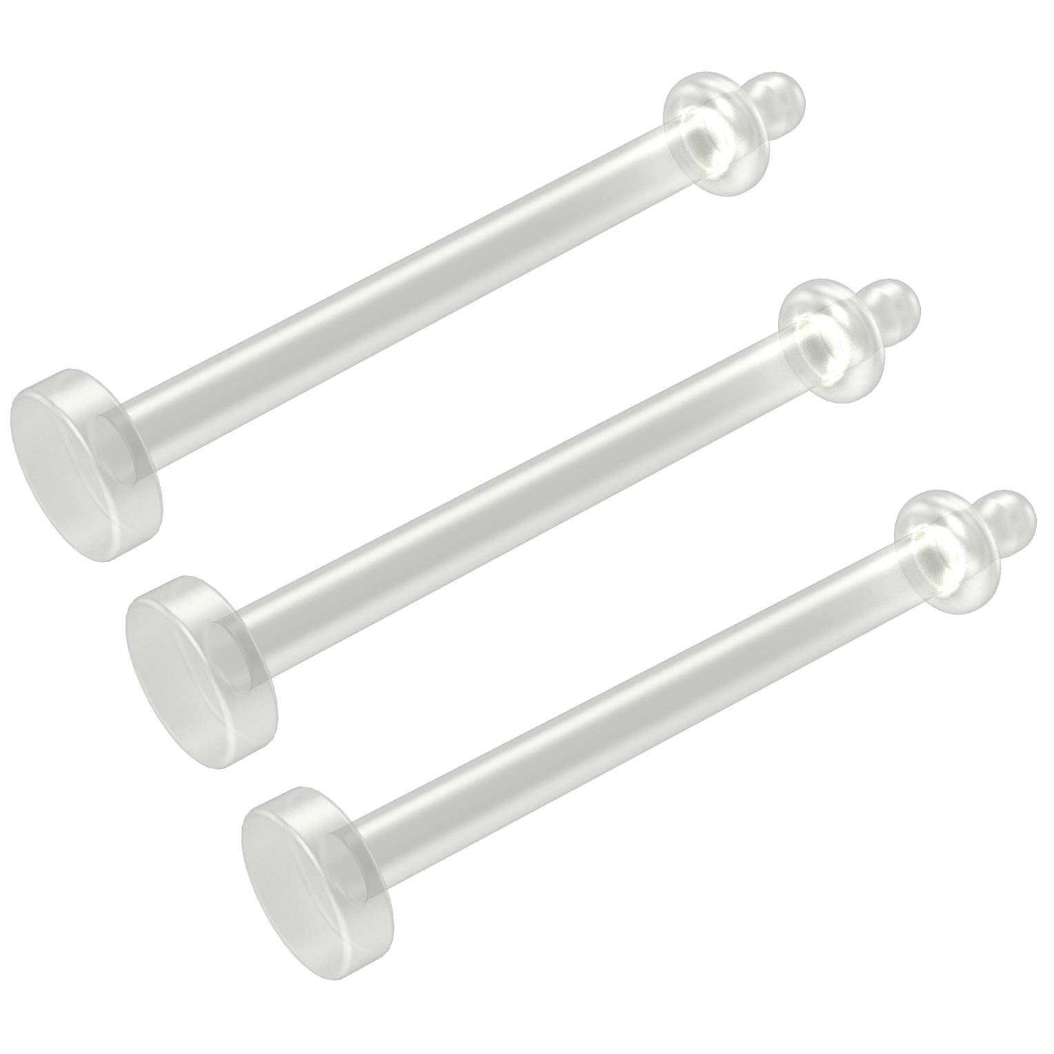 3pc 14g 1.6mm Tongue Bar Retainer Keeper Ring Flexible Bioflex Clear Plastic Bioplast Flat Bending Keepers