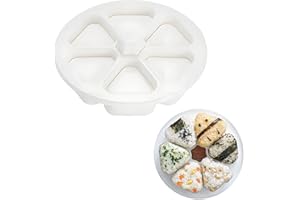 6-in-1 Triangle Onigiri Rice Ball Maker Mold Set, Triangle Sushi Maker with Storage Container,Easy to Use & Clean,（White）