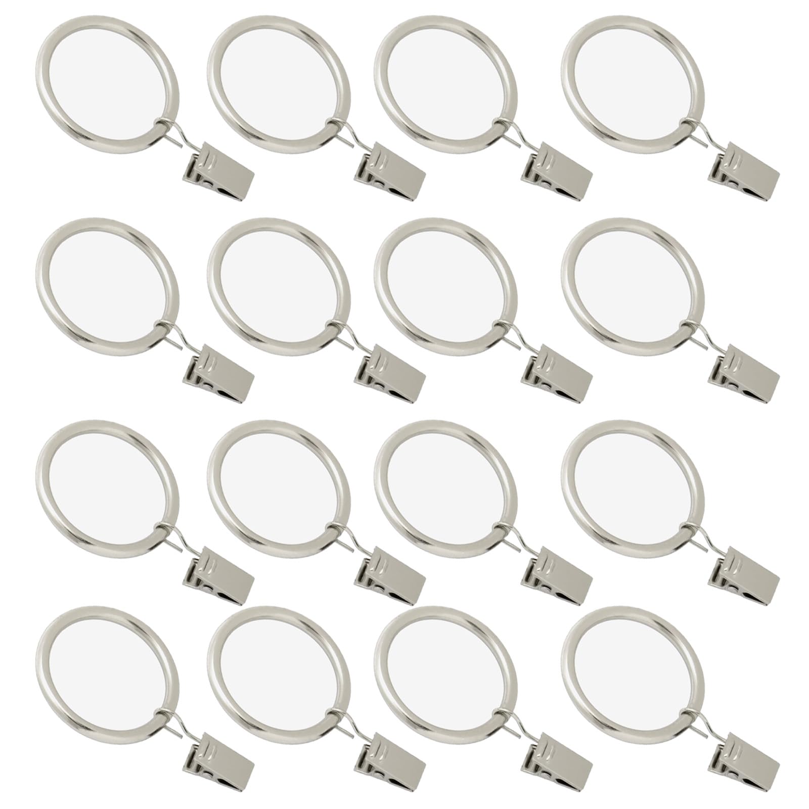 Photo 1 of 16 Pack Curtain Rings with Clips, Window Clip Rings Curtain Hooks Hangers Clip Rings for Hanging Drapery Drapes Bows, Small 1.26 Inch Diameter, Fits up to 1" Rod, Matte Silver