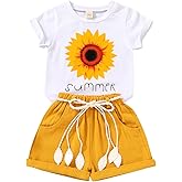 YOUNGER TREE Toddler Baby Girls Clothes Watermelon T-shirt + Linen Shorts with Belt Cute Summer Short Set