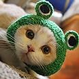Awgusu Adorable Pet Funny Hat Cartoon Frog Shape Pet Cap Weaving Puppy Cat Hat Pet Grooming Supplies for Everyday Decoration Christmas Halloween Decoration Use 1PCS