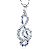 TYSO Music Note Necklace 925 Sterling Silver Music Necklace Pendant Treble Clef Necklace Music Themed Jewelry Gifts for Women Music Lovers