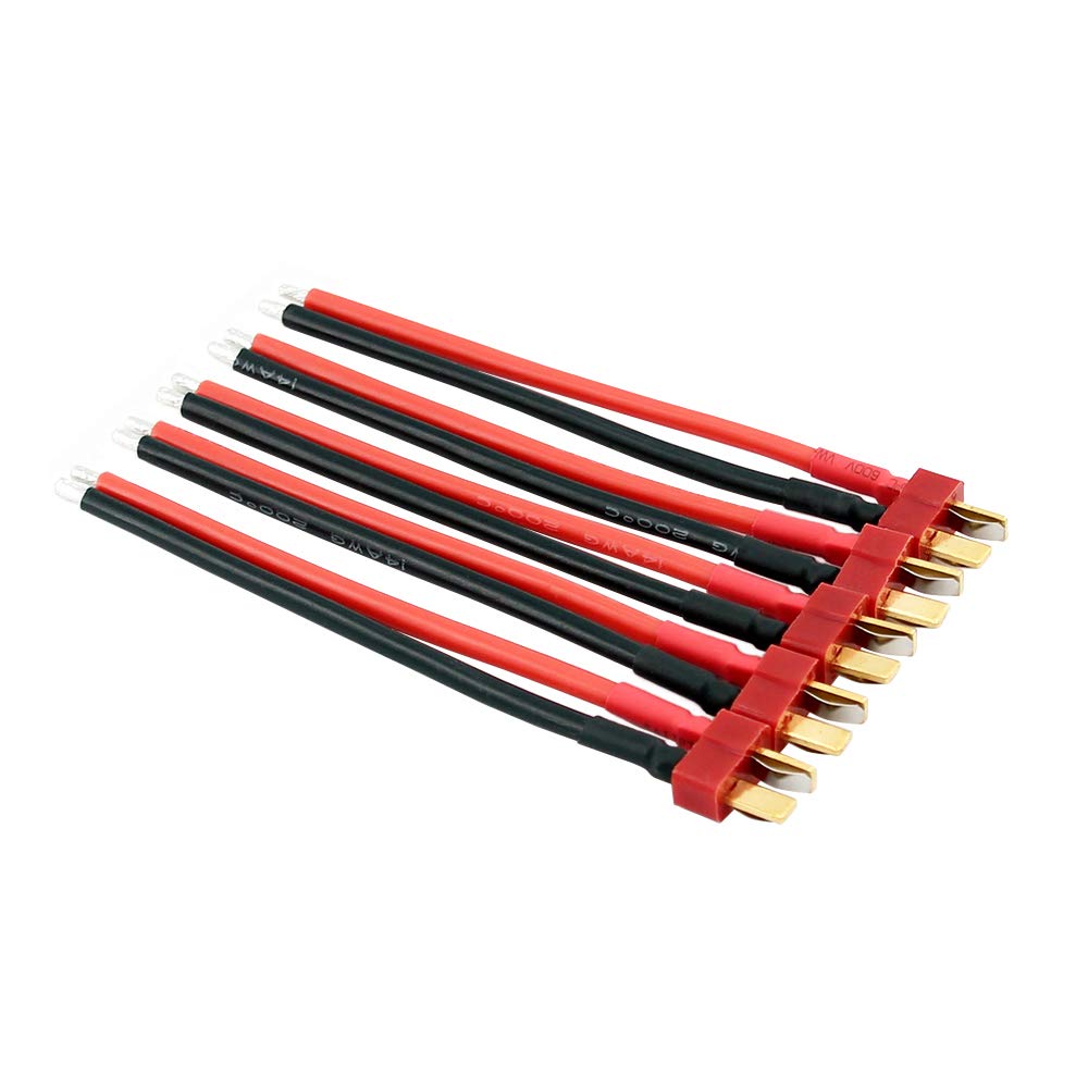 BDHI 5pcs Male T-Plug/T-Connectors Deans Style with 10cm 14awg Wire(BDHI-28)