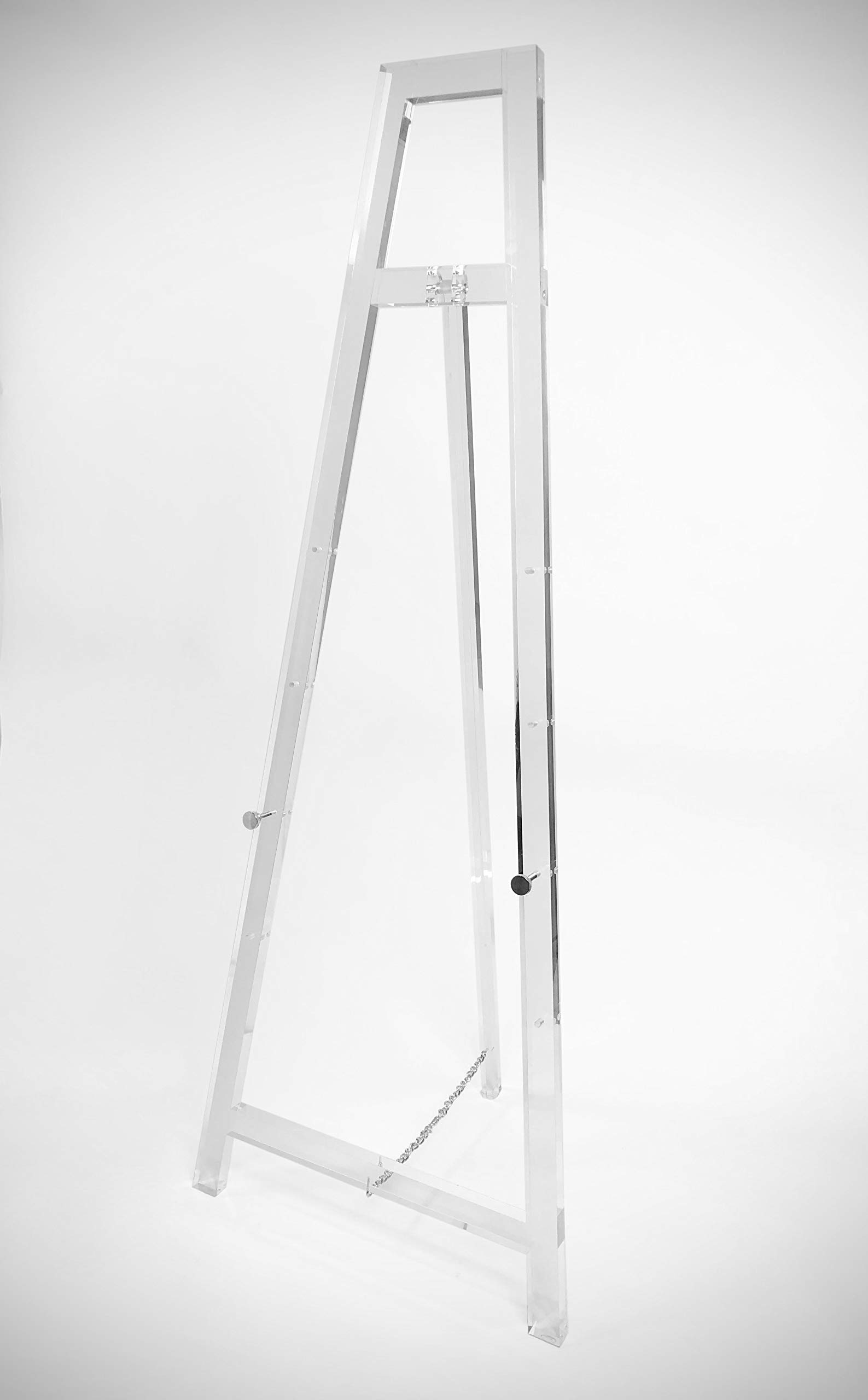 Designstyles Decorative Acrylic Easel Stand - Adjustable Floor Display for Art Pieces, Signs, Mirrors and Chalk/Dry Erase Boards - 58” Tall, Solid Clear for Classy Exhibits and Paintings
