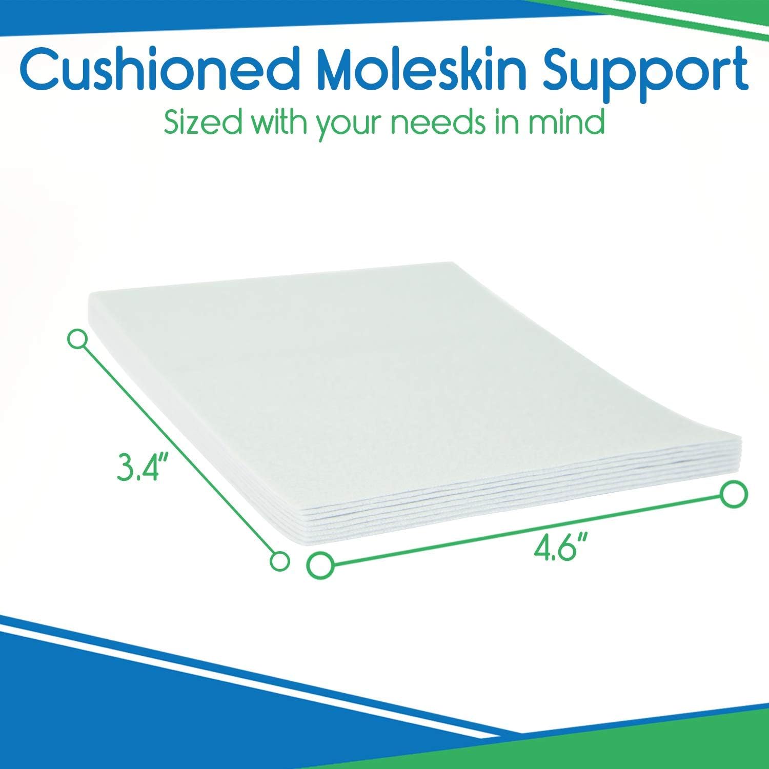 ViveSole Moleskin for Feet (8 Square Bandages) - Self Adhesive Blister Prevention Pads, Toes, Sore Spots - Large Precut Heavy Duty Aid Tape, Fabric Padding for Shoe Friction, Heel Callus Pain: Health & Personal Care
