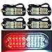 12-24V 20-LED Super Bright Emergency Warning Caution Hazard Construction Waterproof Amber Strobe Light Bar with 16 Different Flashing for Car Truck SUV Van - 4PCS (White Red)