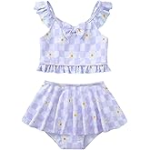 SAEABY Girls 2 Piece Tankini Swimsuit Bathing Suit Adjustable Straps Ruffled Floral Summer Girls' Swimwear for 3-8 Years