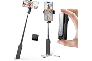yAyusi Extendable Mini Selfie Stick Tripod with Remote, Pocket Size Portable Tripod for iPhone, Small Compact Phone Selfie St