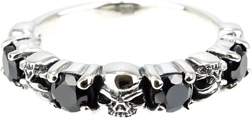 Amazon ジナブリング Jina Bring スカルと黒の宝石 オルタネイト骸骨デザイン シルバーリング 13 シルバー925 リング 通販