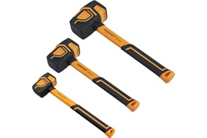 BOOSDEN Rubber Mallet Set, 3-Pack Rubber Mallet Hammer 10 oz 20 oz and 36 oz, Rubber Hammer with Hook, Mallet Hammer with Solid Head & Ergonomic Grip Handle, Soft Face Hammer for Flooring, Woodworking