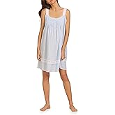 Eileen West Sleepwear & Loungewear for Women - Dobby Stripe Collection - 100% Cotton Sleeveless Lightweight Short Nightgown