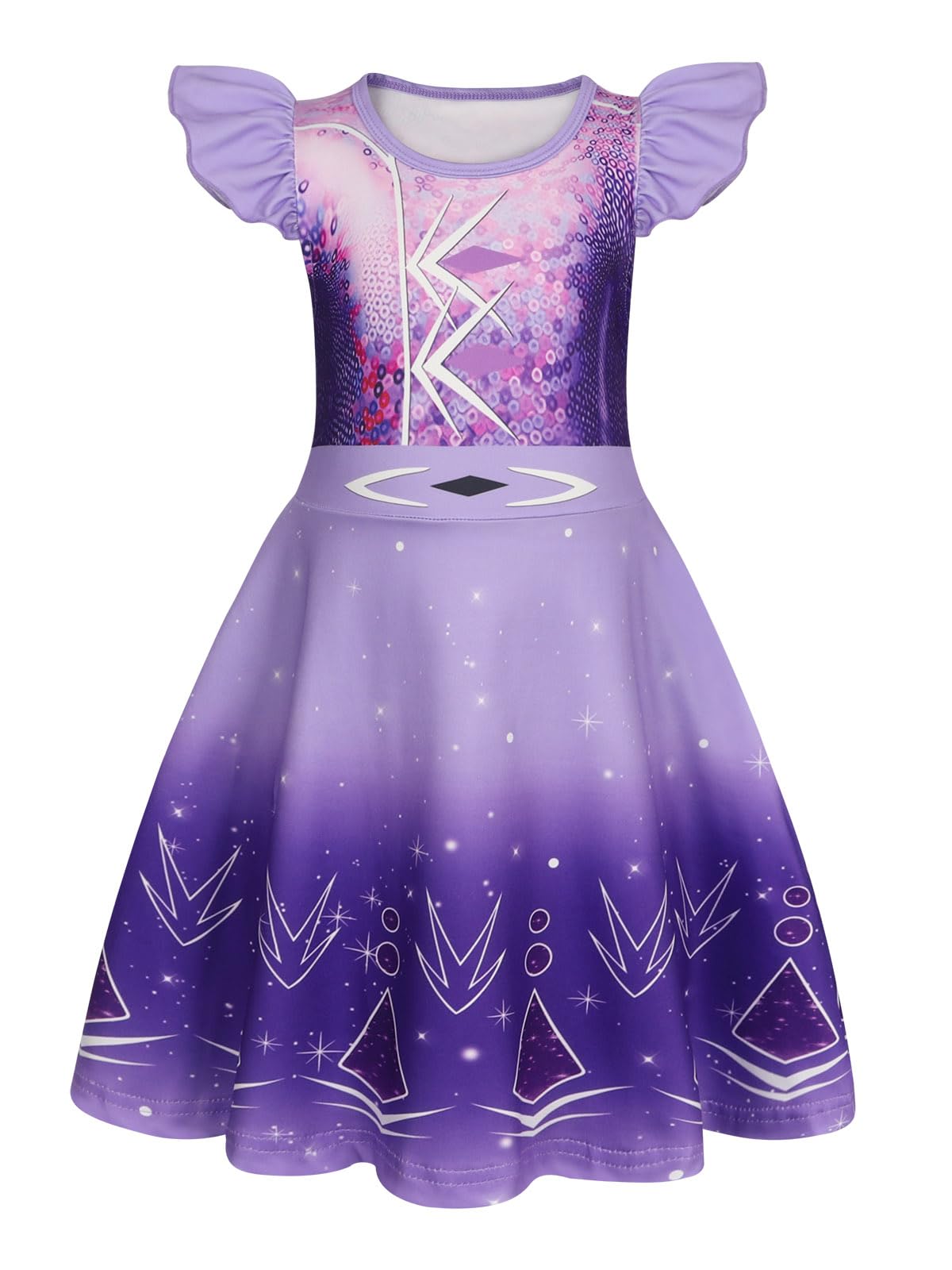 Berich Princess Purple Dress Princess Costume Kids Halloween Party Outfits Child Role Play Cosplay Clothing World Book Day Costumes for Girls 7-8 Years(Purple,140)