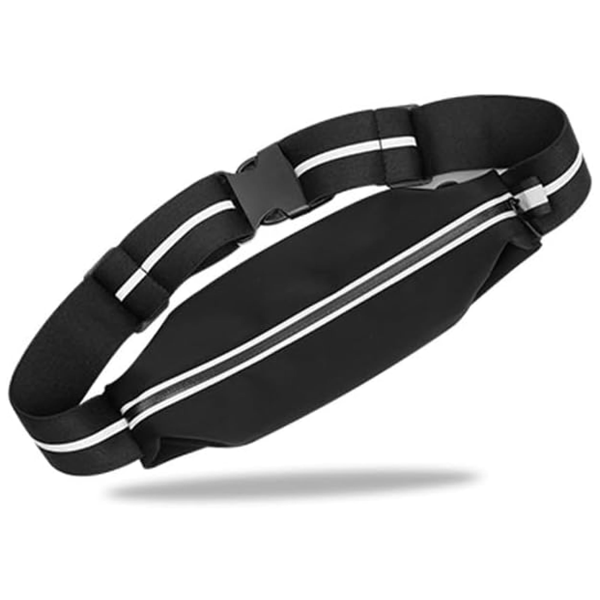 FITNESS FAVOR Running Race Number Bib Belt with Elastic Webbing - Fits All Size for Marathon, Triathlon and Cycling, Black Belt, One Size, Race Belt