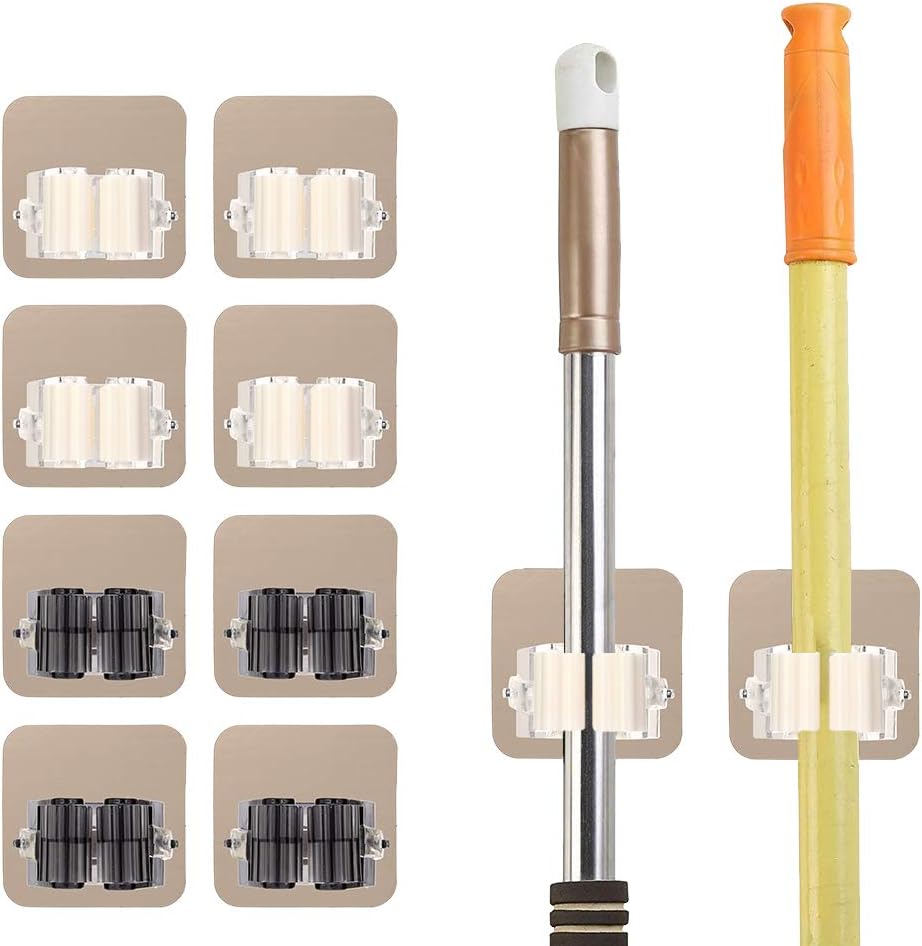 DaricowathX 8 Pcs Broom Mop Grip Holder Wall Mounted Self Adhesive