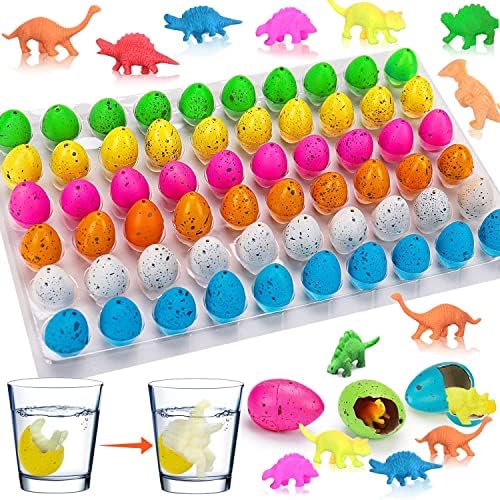 AMERTEER 60PCS Dinosaur Eggs Toy for Kids Grow in Water Hatch Egg Dino Egg with Color Birthday