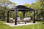 Sojag 500-6158274 2 Track No.77 Messina Hard Top Sun Shelter, 12' by 16', Charcoal
