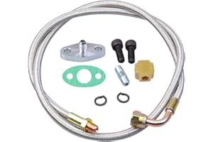 VKVXCLON Turbo Oil Feed Line Kit Compatible with T3 T4 T60 T61 T70 1/8 PNT 90 Degree 41'' Universal Turbocharger 4AN Oil Feed Line