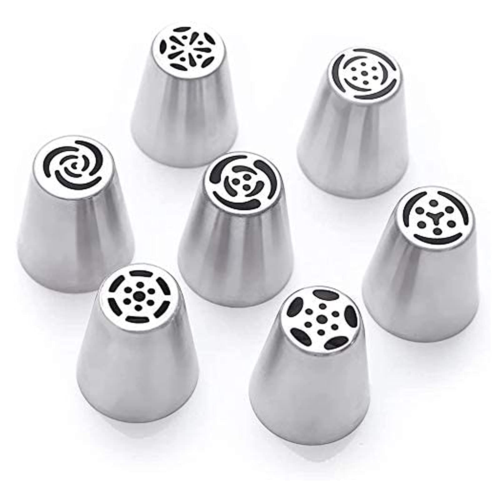 Russian Piping Tips Set, Xfaiz 7PCS Stainless Steel Cake Cupcake Decorating Supplies Kit Flower Frosting Tips DIY Icing Piping Tips for Cake Decorating (7PCS)