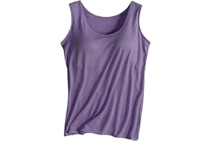 FLOLEO Womens Tank Tops with Built in Bra Sleeveless Soft Tank Tops Solid Scoop Neck Shirts Basic Workout Tops Undershirt Tee