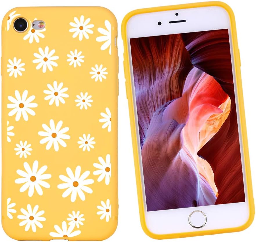 idocolors Yellow Phone Case for iPhone Xs Max Cute Daisy White Floral TPU Cover for Girls & Women Soft Bumper Protective Girly Flower Pattern