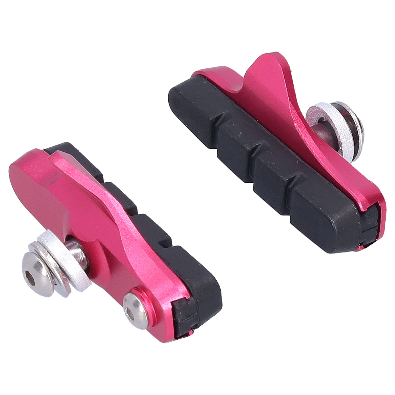 Alomejor Road Bike Brakes Pads Bicycle C‑Brake Blocks No‑Noise No‑Skid Rubber Bike Brake Blocks Replacement(red)