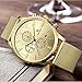 Mens Stainless Steel Calender Alloy Business Formal Quartz Wrist Watch for Man (Gold)
