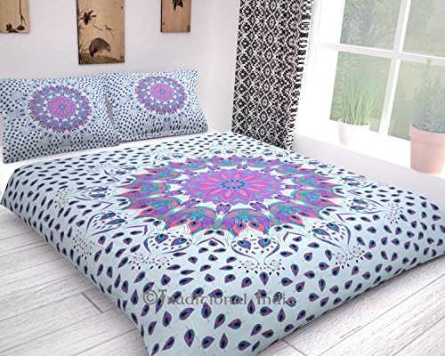 Cotton Handmade Mandala Blanket Comforter Ethni Boho Indian Doona Duvet Quilt Cover