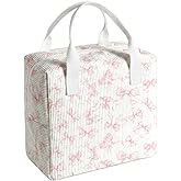 Dawuyu bow lunch box for women and men,insulated fabric lunchbag for work,leakproof adult lunchbox,cooler lunch tote bag for offices college picnic travel outdoor