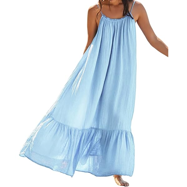 GLIGET Summer Dresses for Women 2024 Solid Sleeveless Ruffle Hem Halter Maxi Dress (Color : Red, Size : X-Small) at Amazon Women's Clothing store GLIGET Summer Dresses for Women 2024 Solid Sleeveless Ruffle Hem Halter Maxi Dress (Color : Red, Size : X-Small) at Amazon Women's Clothing store