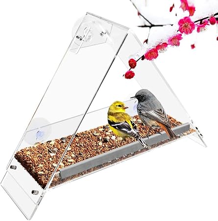 Amazon Com Leklit Window Bird Feeders Outdoor Triangle Acrylic